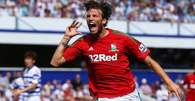 Michu: Celebrates one of his goals for Swansea