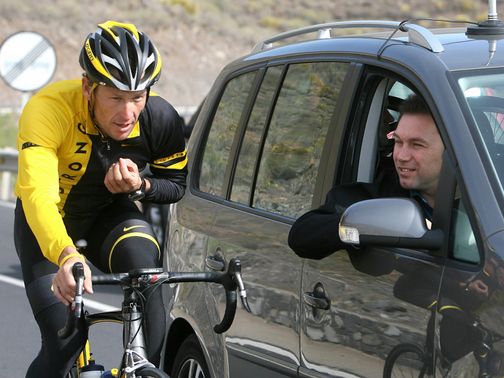Johan Bruyneel (right) pictured with Lance Armstrong
