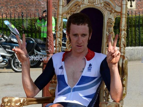 Wiggins takes his rightful place on the winners' throne...&nbsp;