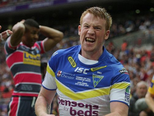 Chris Riley after scoring for Warrington