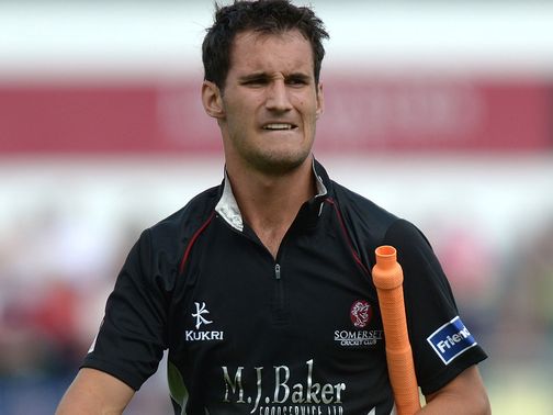 Lewis Gregory trudges off for Somerset
