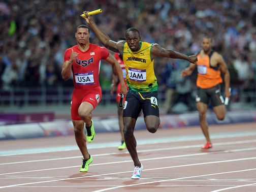 The Jamaican star crosses the line for a new world record&nbsp;