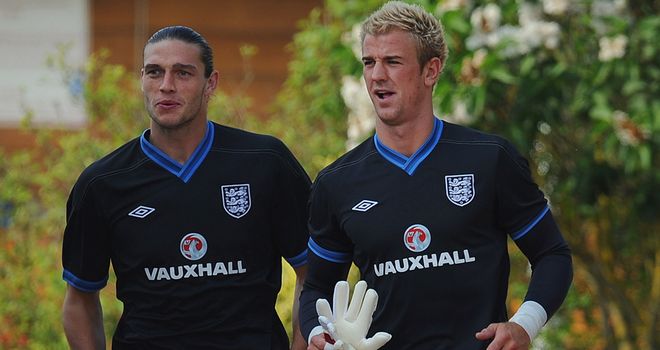 Joe Hart and Andy Carroll: England team-mates will be on opposite sides at Anfield