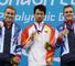 Oliver Hynd, Yinan Wang and Sam Hynd: medallists in the S8 400 metre freestyle event