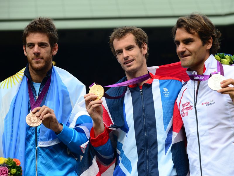 This time he gets the better of the Swiss maestro, defeating him in straight sets to claim an Olympic gold for Team GB.