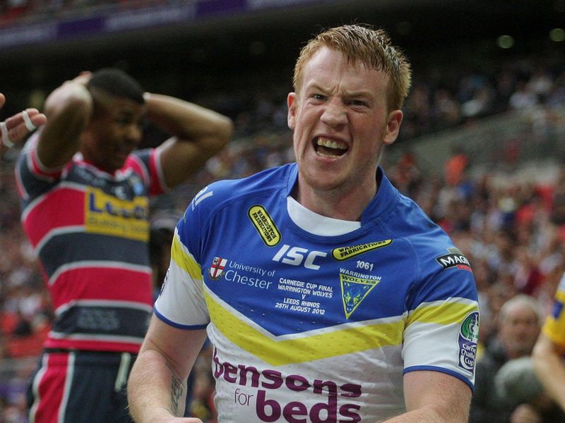 A delighted Chris Riley after crossing over for a try