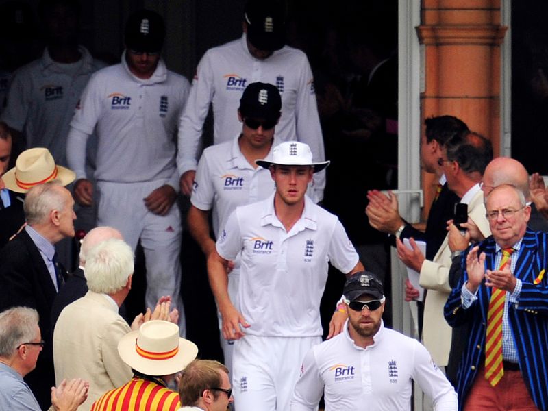 The members of the MCC welcomed the England team as they emerged from the Long Room.