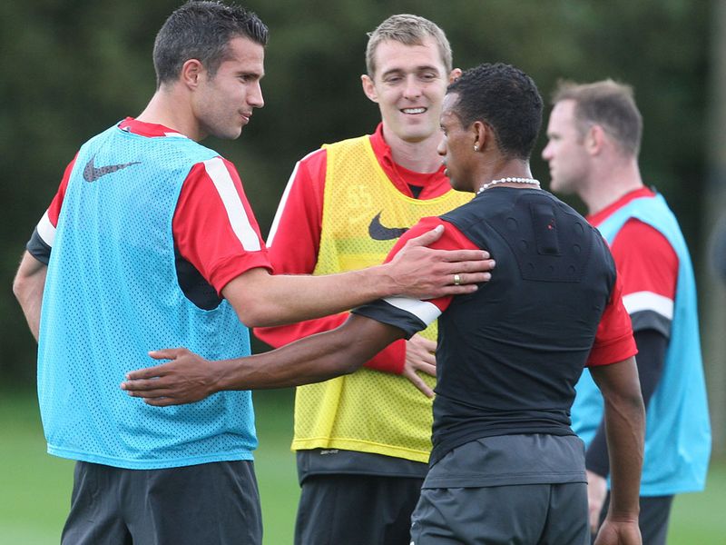 Van Persie met his new team-mates.