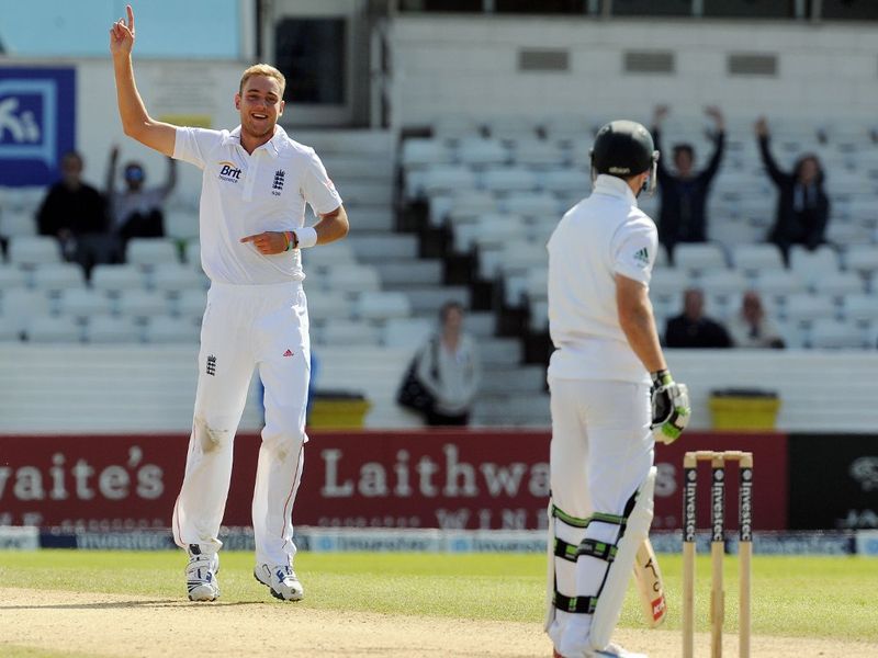Stuart Broad came on to take three LBWs in two overs...