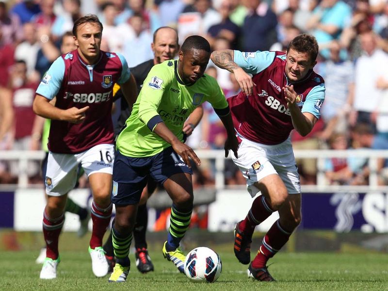 Charles N'Zogbia drove Aston Villa forward at Upton Park.