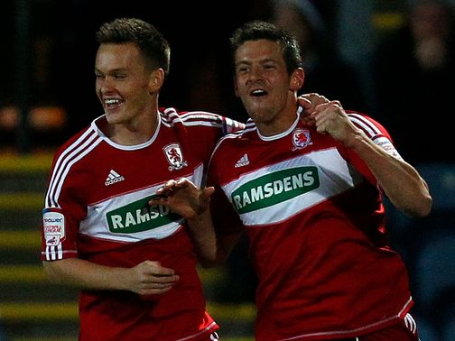 Lukas Jutkiewicz (right) celebrates his goal