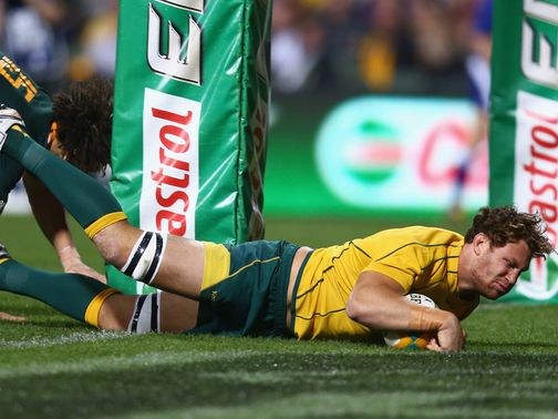 Scott Higginbotham scores an Australia try