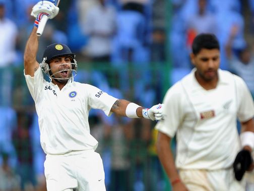 Virat Kohli celebrates an India triumph