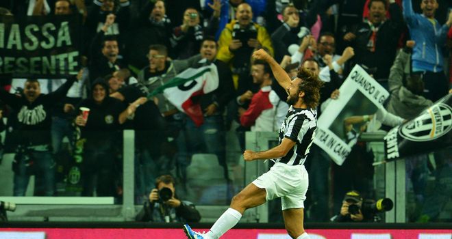 Andrea Pirlo celebrates his strike.