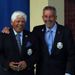 Ex-captains Lee Trevino and Sam Torrance share a joke