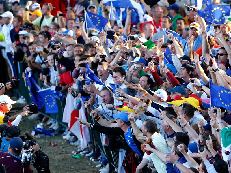 The European supporters at Medinah witness a sensational final day of the 2012 Ryder Cup and the celebrations begin.