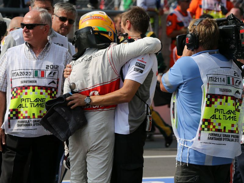 Hamilton celebrates in parc ferme