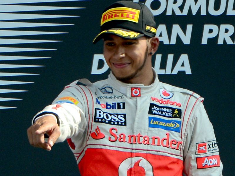 Lewis on the podium