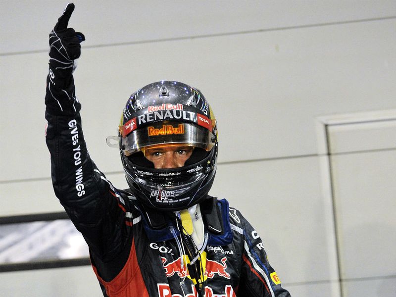Victory for Sebastian Vettel...and the finger is back