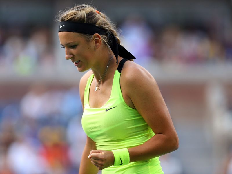 Azarenka looks the stronger and works her way into a position to serve for the match.