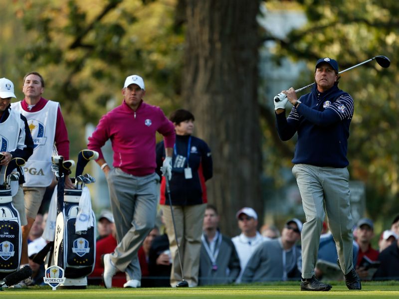 Phil Mickelson and Keegan Bradley took the early initiative against Luke Donald and Lee Westwood in match two