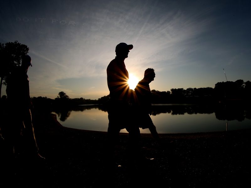 It was an early start for Rose and caddie Mark Fulcher with the sun only just coming up in Chicago