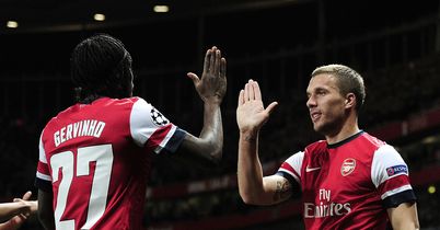 Gervinho: Celebrates with Podolski