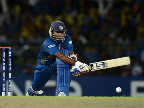 Mahela Jayawardene in action in the semi-final