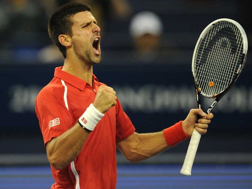 Djokovic celebrates against Murray