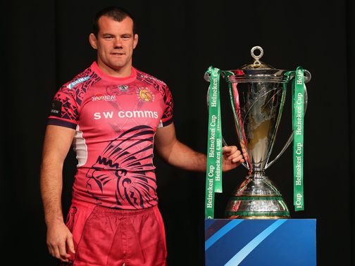 Exeter's Tom Hayes at the Heineken Cup launch