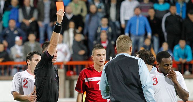 Danny Rose was sent off in England U21s' game against Serbia for kicking the ball away in response to taunts