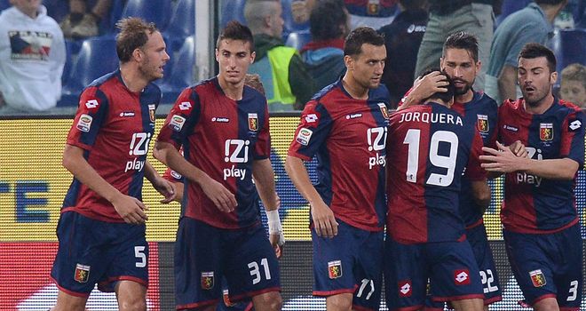Genoa celebrate against Palermo