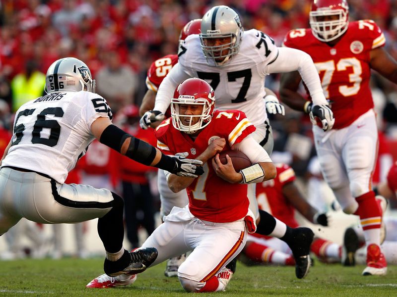 Quarterback Matt Cassel prepares to take a hit during the Chiefs' loss to the Raiders