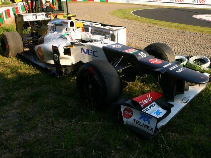 Sergio Perez crashed out
