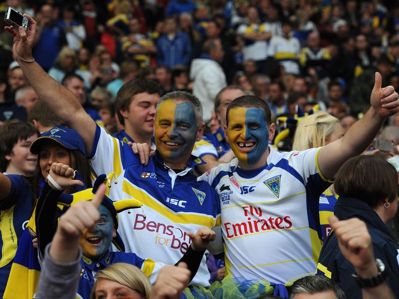 Warrington fans are hoping their side can complete a famous double having beaten the Rhinos in the Challenge Cup final earlier this year