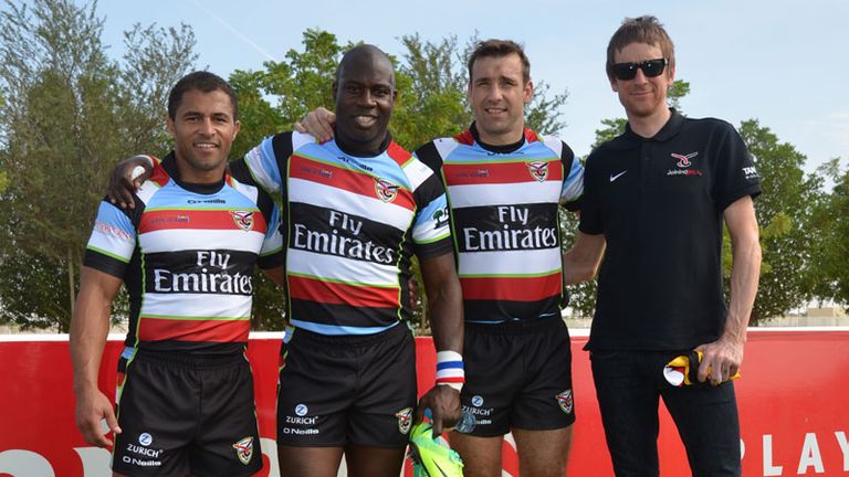 Wiggins (far right) with Robinson, Offiah and Joining Jack founder Johnson