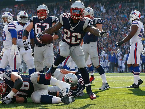 Stevan Ridley runs in a score for the New England Patriots