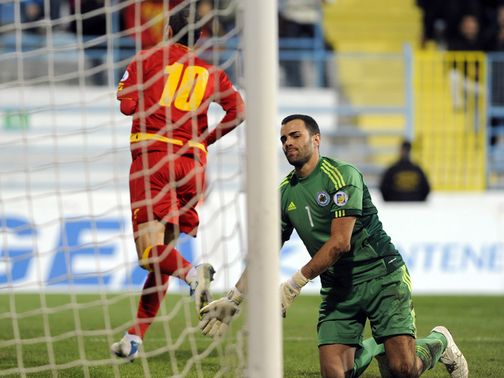 Andrija Delibasic celebrates for Montenegro