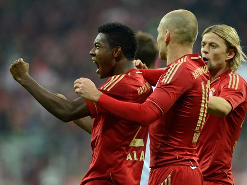 Bayern Munich celebrate against Frankfurt