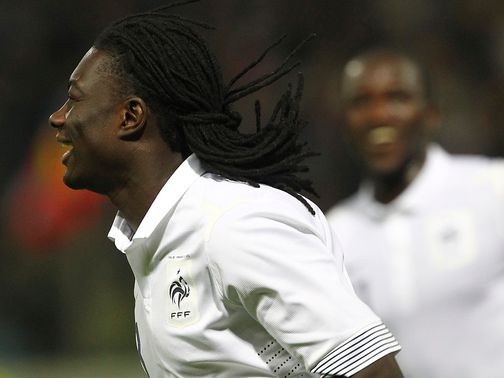 Bafetimbi Gomis wheels away after scoring