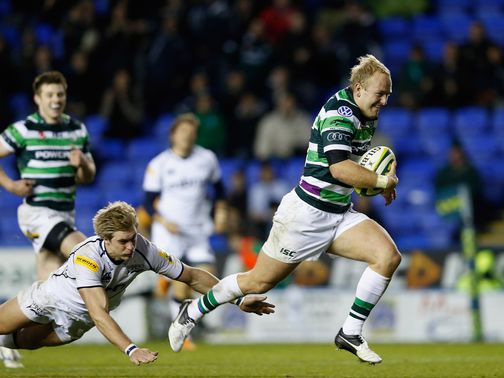 Shane Geraghty scores a try for London Irish
