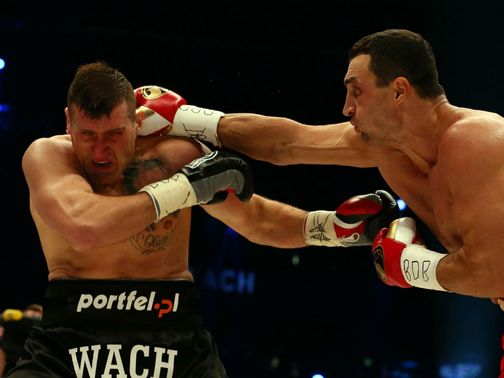 Wladimir Klitschko lands with a right