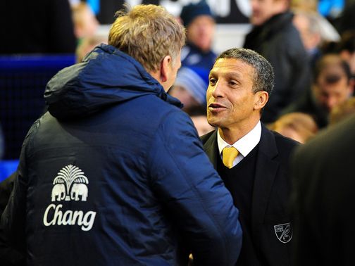 Chris Hughton: Shakes hands with David Moyes at full time