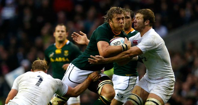 Duane Vermeulen makes some hard yards for South Africa