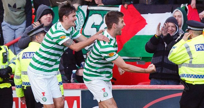 Charlie Mulgrew: Celebrates second for Celtic