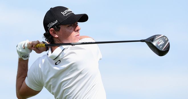 Rory McIlroy: hit some thumping drives in his 67