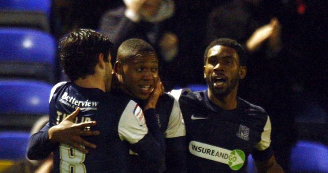 Britt Assombalonga: Celebrates his goal for Southend