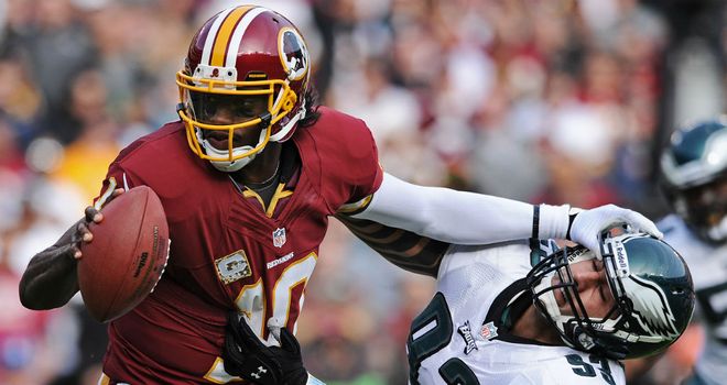 Robert Griffin III: threw a touchdown pass in each quarter of his team's victory over the Eagles