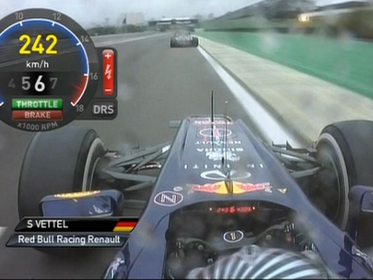 Vettel goes past the yellow light