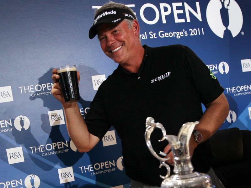 And he celebrated in true Darren Clarke style, with a Guinness.